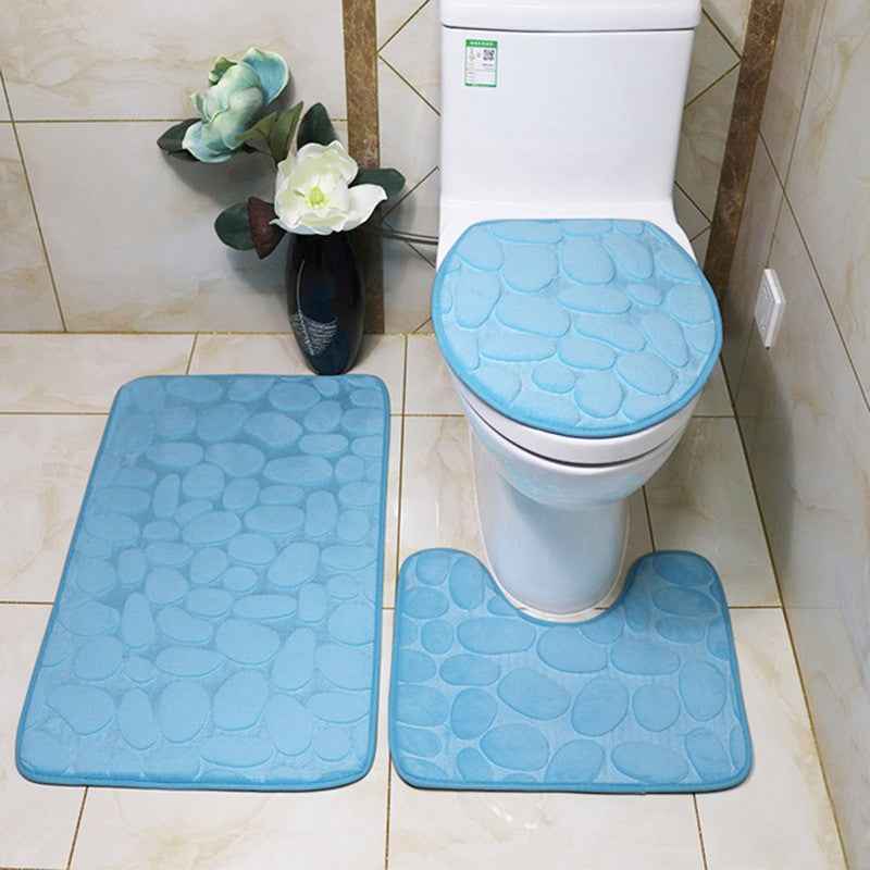 Coral Velvet Pebble Bath Mat — Water-Absorbent Non-Slip Bathroom Floor Mat