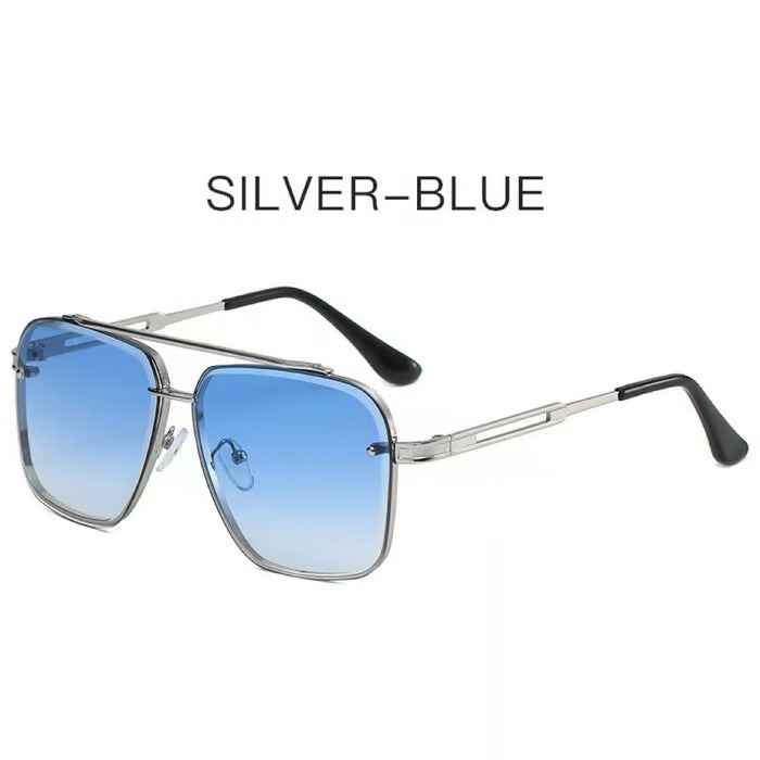 Double-Bridge Metal Square Sunglasses — Unisex Street Style Shades