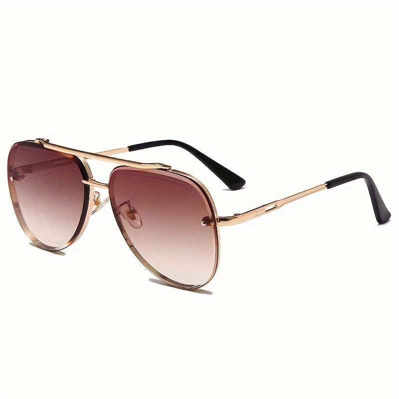 Gradient Lens Retro Metal Sunglasses — Unisex Street Style Shades