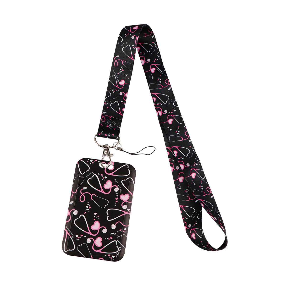 Polyester Card Holder Keychain — Slim Lanyard Wallet for Cards & Keys