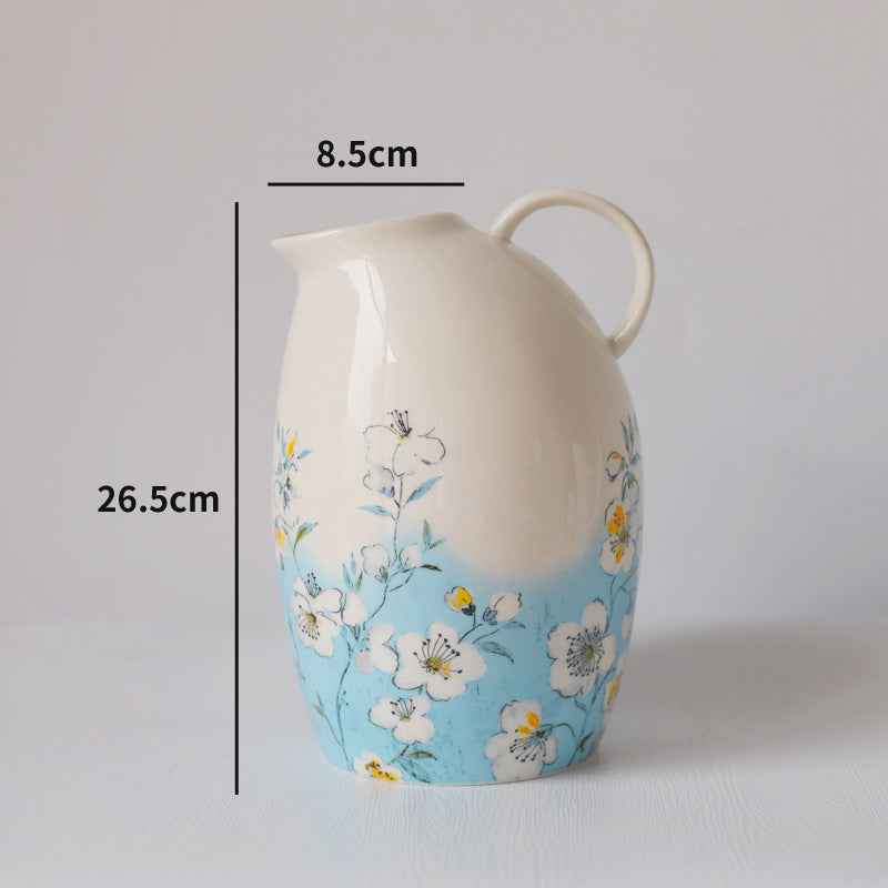 Hand-Painted Ceramic Bud Vase — Decorative Decal Vase for Hydroponics & Home Decor