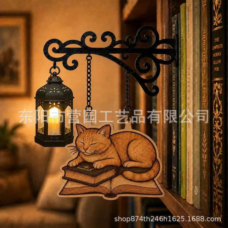 Iron Lantern Bookshelf Light — Vintage Library-Style Wall & Shelf Lamp for Home Decor