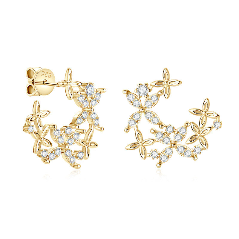 925 Sterling Silver Four-Leaf Clover Moissanite-Style