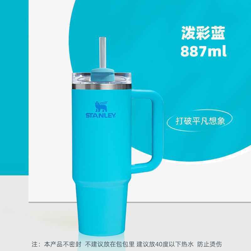 1L Stainless Steel Straw Cup — Large Capacity Iced Drink Tumbler with Transparent Lid | 6 Colors