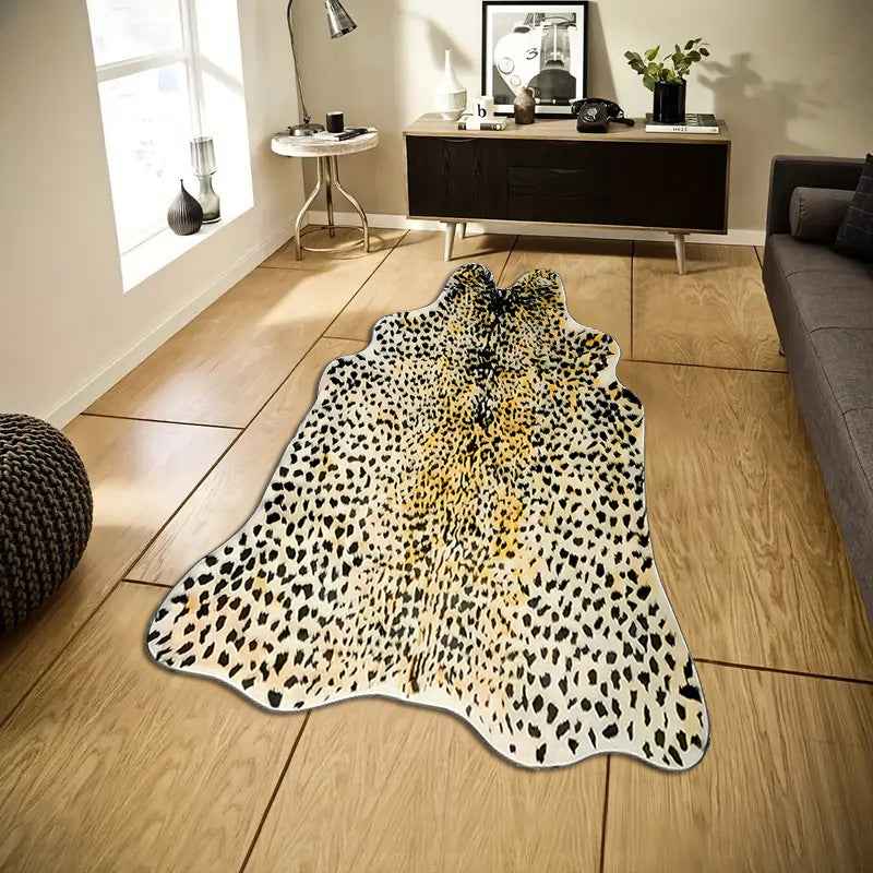 Animal Print Area Rug — Stain-Resistant Faux Fur Pattern Carpet for Bedroom & Living Room
