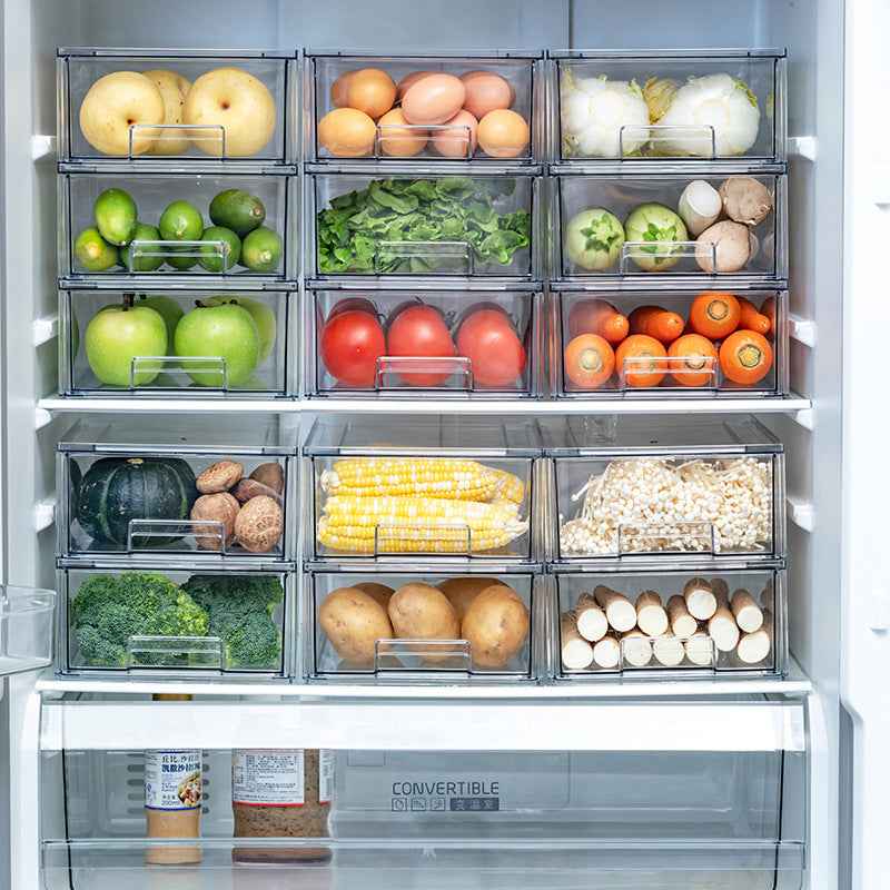 Drawer-Style Fridge Organizer Box — Stackable Storage for Eggs, Vegetables & Fruit