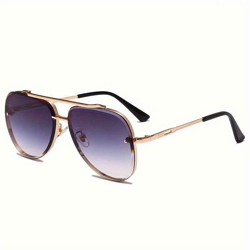 Gradient Lens Retro Metal Sunglasses — Unisex Street Style Shades