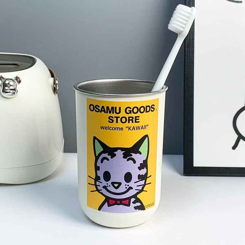304 Stainless Steel Toothbrush & Mouthwash Cup — Cute Bathroom Cup for Home, Couples & Dorms