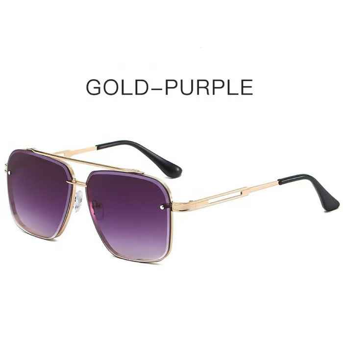 Double-Bridge Metal Square Sunglasses — Unisex Street Style Shades