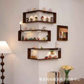 Wooden Corner Wall Shelf — Floating 90° Corner Bookshelf & Display Rack for Living Room
