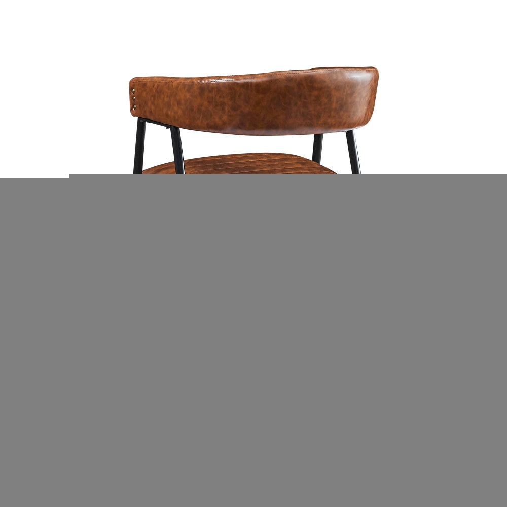 26'' Counter Stools Set of 2, Pu Upholstered Counter Stools with iron Frame, Backrest, Footrest, Arm counter stools for Home Bar, Kitchen Counter, Brown
