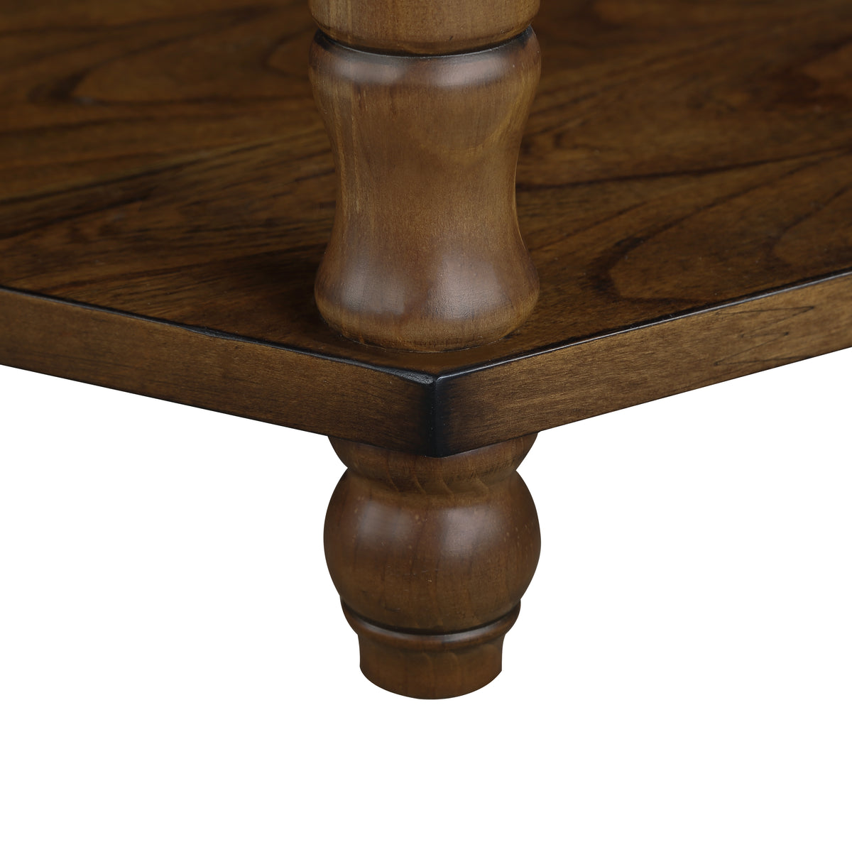 2 Tier Retro Hexagon Living Room Solid Wood Coffee Table with Shelf &amp; Drawer, 36'' Mid-Century Center Coffee Table for Living Room, Office. Cherry