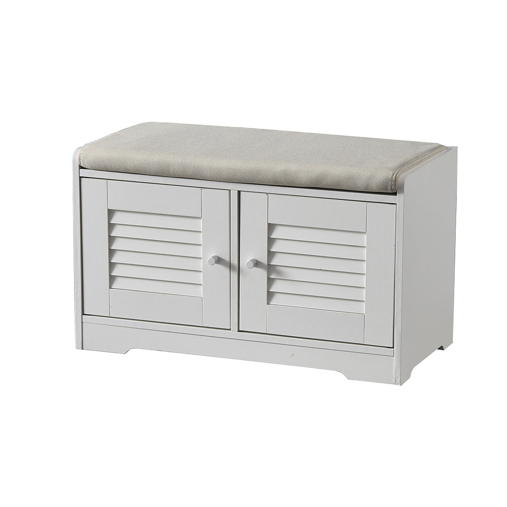 28.74"Shoe Storage Bench with 2 Door Cabinet, Entryway Bench with  White Shoe Storage, Shoe Bench with Cushion, Adjustable Shelves, Shoe Rack Bench for Entryway, Hallway
