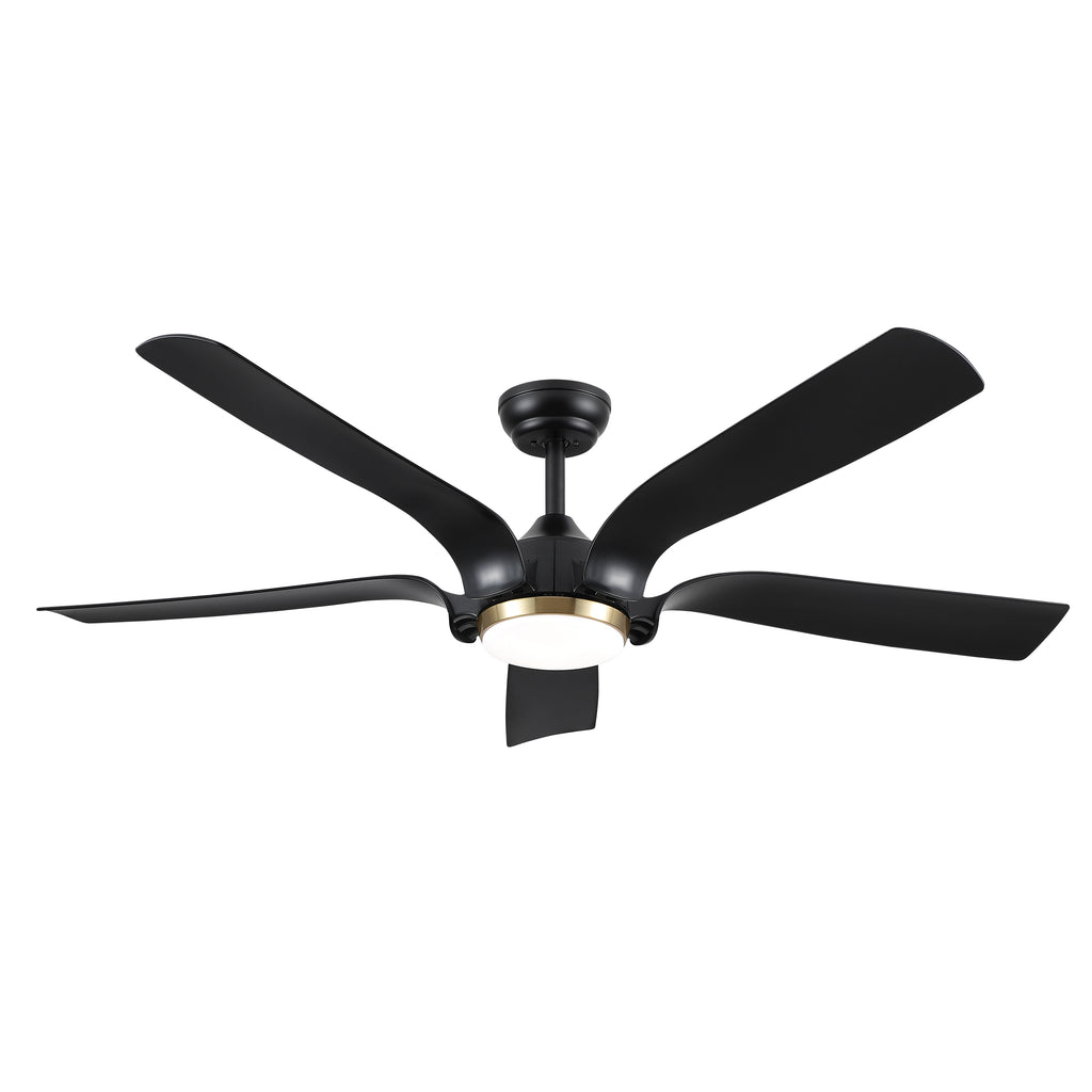 Smart 56" Integrated LED Ceiling Fan with  Antique Black Blades in Matte Black Fan Body Finish