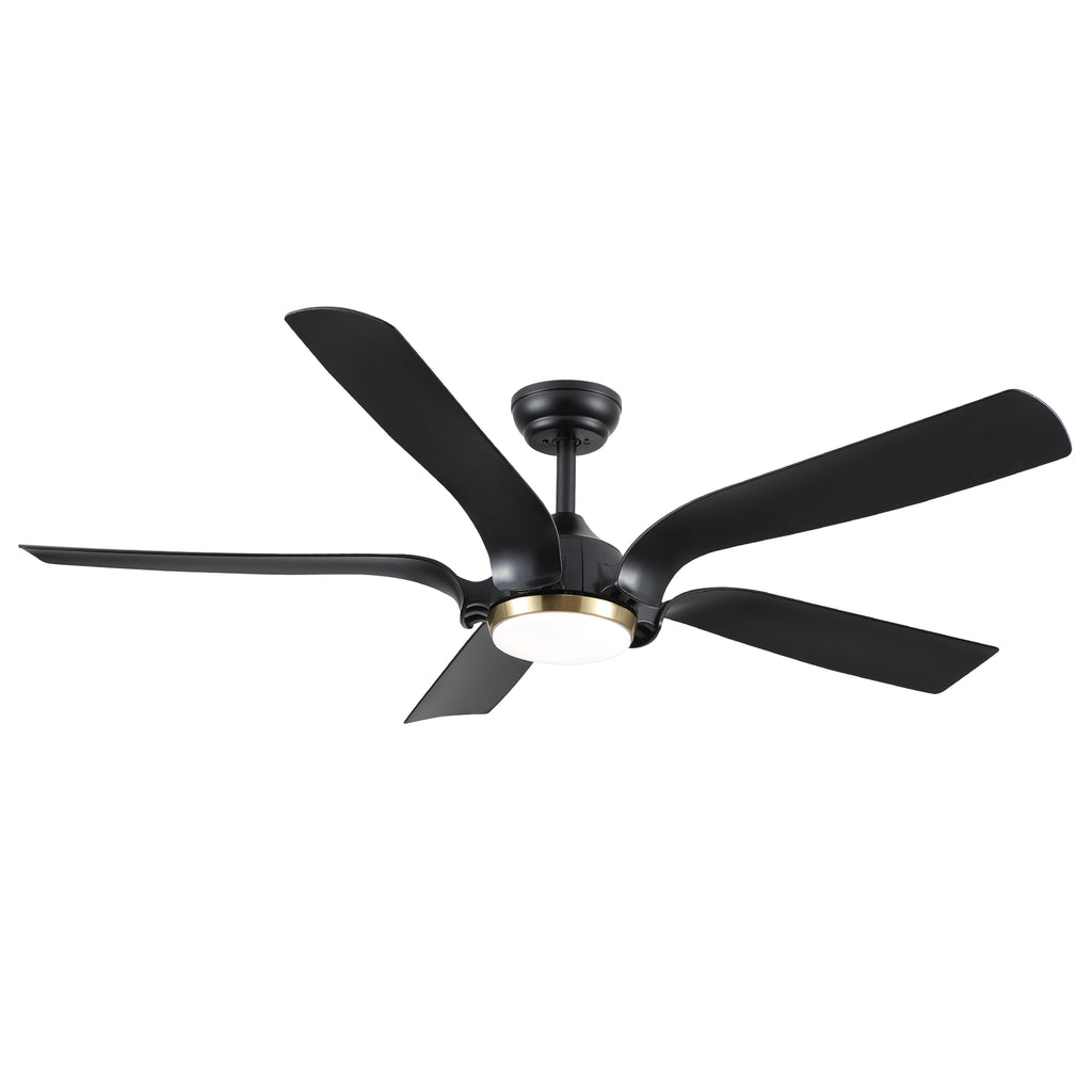 Smart 56" Integrated LED Ceiling Fan with  Antique Black Blades in Matte Black Fan Body Finish