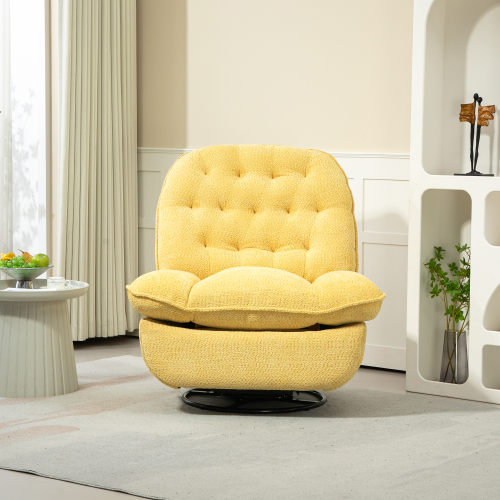 360° Swivel Recliner Adjustable Chair Chenille Glider Swivel Reclining Sofa Chair with Black Metal Round Base - Gray