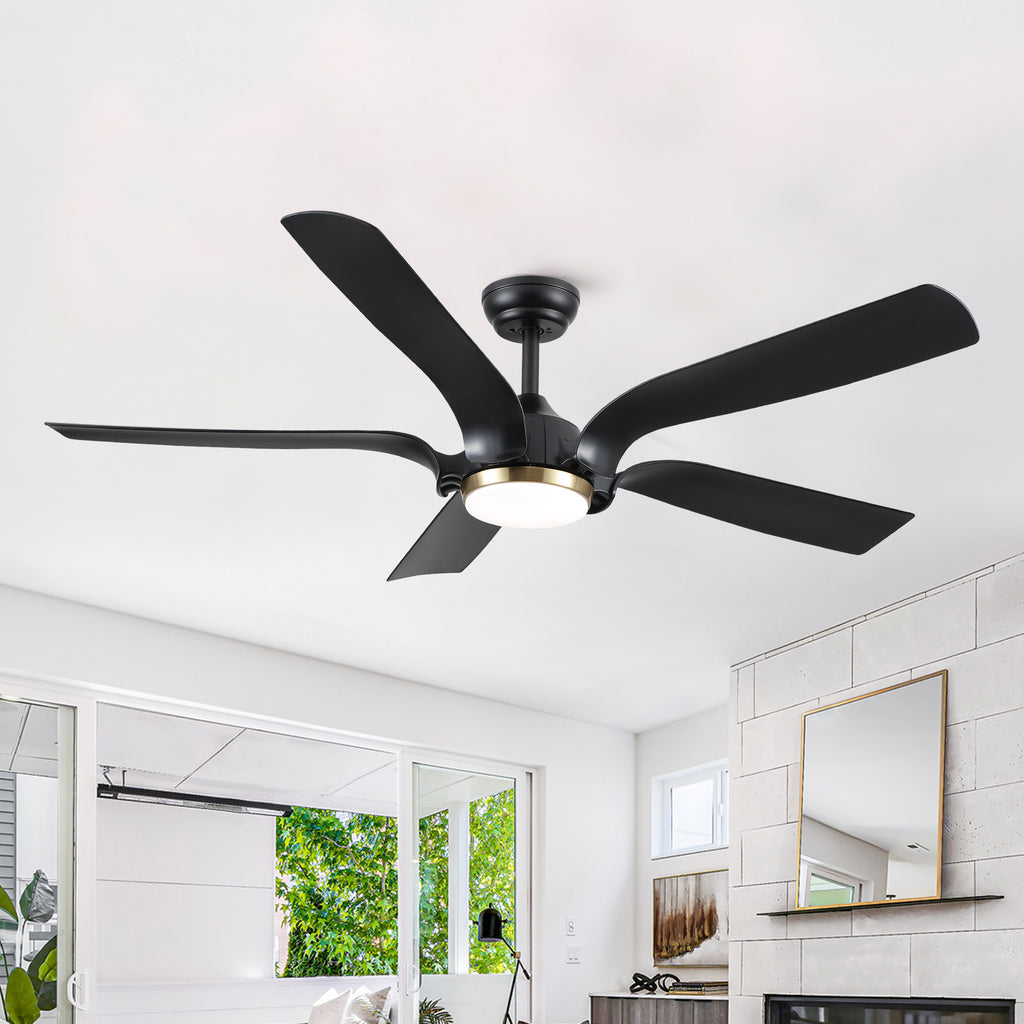 Smart 56" Integrated LED Ceiling Fan with  Antique Black Blades in Matte Black Fan Body Finish