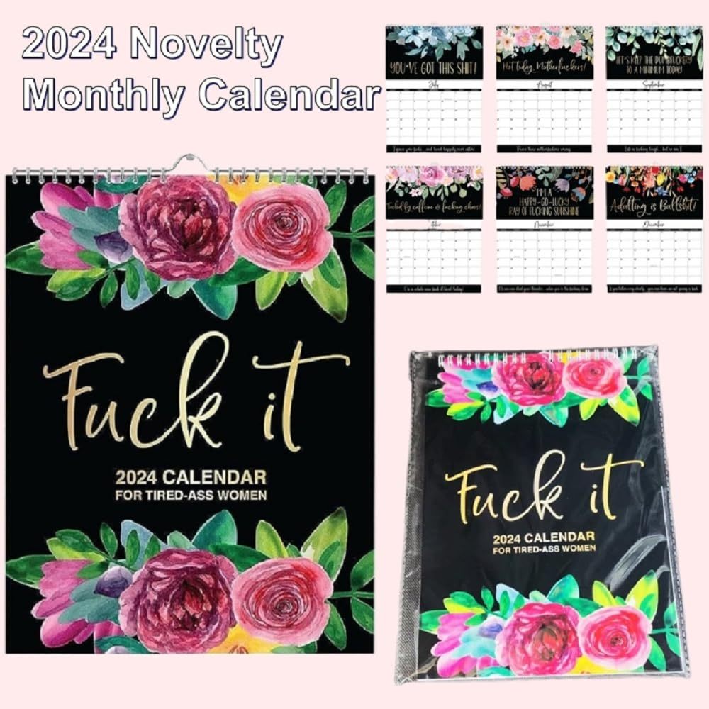 2024 Calendar for Tired-Ass Women | -Fu-ck It Calendar | Tired Women Calendar | 2024 Wall Calendar for Tired | Funny Swear Word Planner Monthly Calendar Gag Gift for Women
