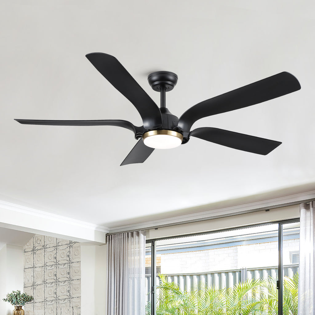Smart 56" Integrated LED Ceiling Fan with  Antique Black Blades in Matte Black Fan Body Finish