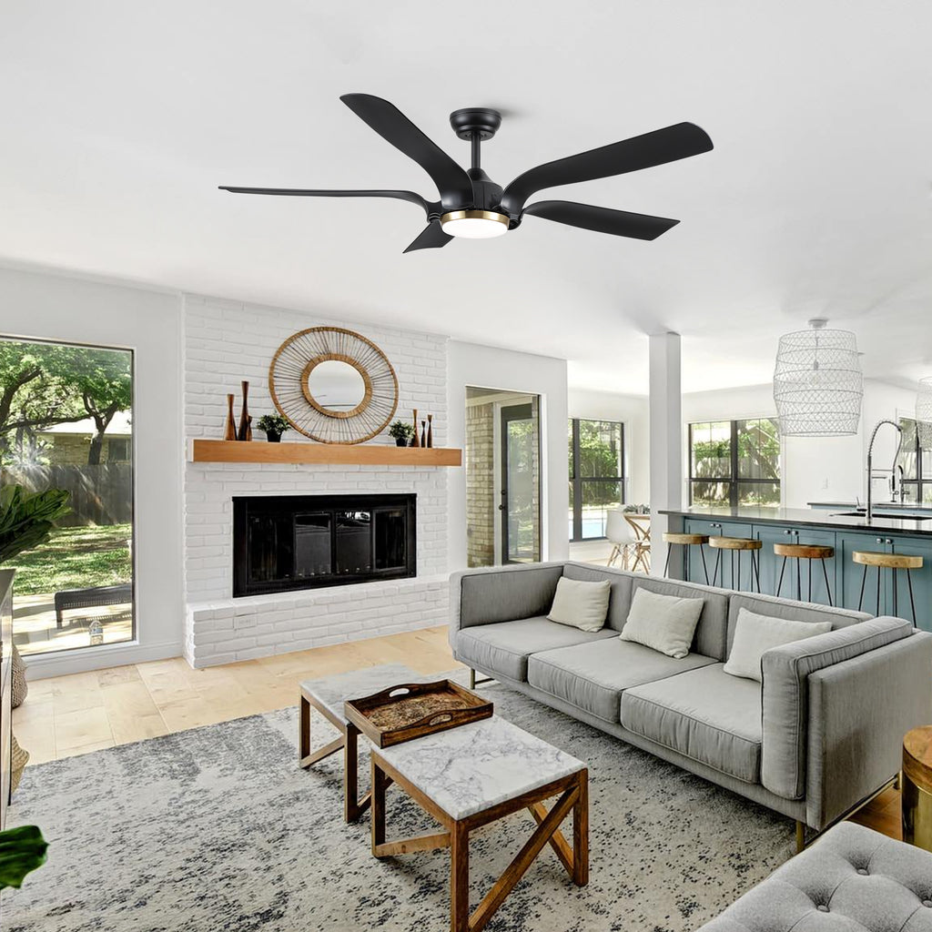 Smart 56" Integrated LED Ceiling Fan with  Antique Black Blades in Matte Black Fan Body Finish