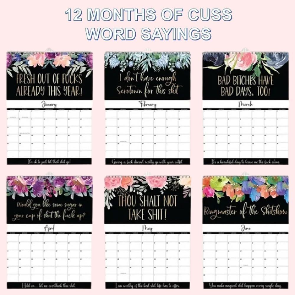 2024 Calendar for Tired-Ass Women | -Fu-ck It Calendar | Tired Women Calendar | 2024 Wall Calendar for Tired | Funny Swear Word Planner Monthly Calendar Gag Gift for Women